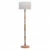 Classic Oak floor lamp with Grey linen shade, wooden floor lamp