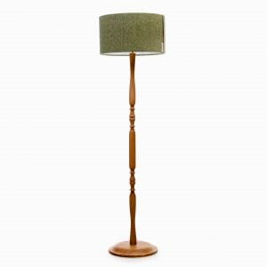 Classic Oak floorlamp with Green Harris tweed shade