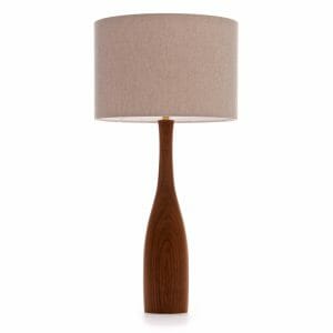 Large Elm bottle table lamp with cream linen shade