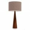 Large Elm cone table lamp with Grey linenshade