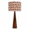 Large Elm cone table lamp with Red birdie shade