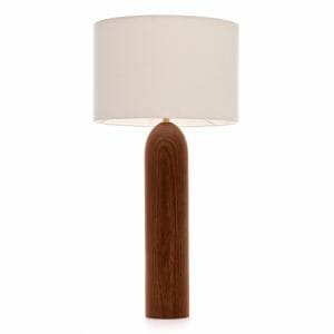 Large Elm table lamp with Cream shade, wooden table lamp