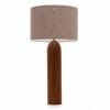 Large Elm tower table lamp with Grey linen shade