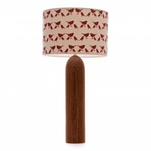 Large Elm tower table lamp with Red birdie shade