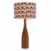 Large Oak bottle table lamp with Red birdie shade