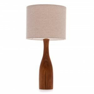 Elm bottle bedside table lamp with Cream linen shade