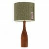 Elm bottle bedside table lamp with Green Harris tweed shade