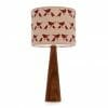 Elm cone bedside table lamp with Red birdie shade