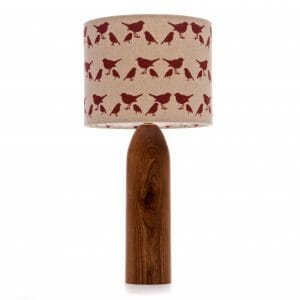 Elm tower bedside table lamp with Red birdie shade