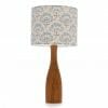 Oak bottle bedside table lamp with Blue Gracie shade