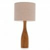 Oak bottle bedside table lamp with Cream linen shade