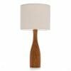 Oak bottle bedside table lamp with Cream shade