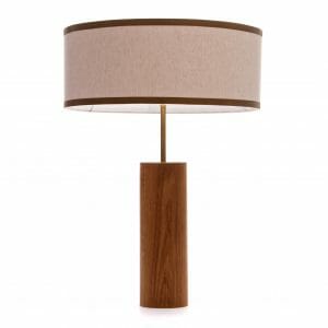 Wooden table lamp, Zambezi Brass and Oak wood table lamp