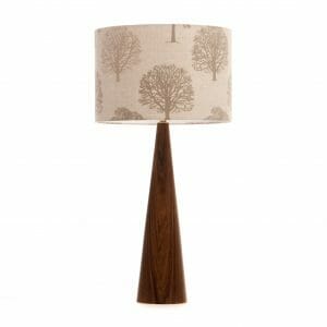 Walnut cone table lamp with tree shade