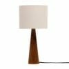 Walnut bedside lamp with cream shade