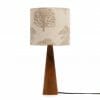 Walnut cone edside table lamp with trees shade
