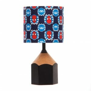 Black pencil lamp with Spiderman lamp shade