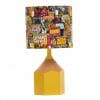 Yellow pencil lamp with lampshade made from Star Wars Comic fabric