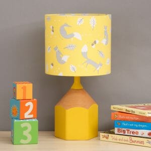 Yellow pencil lamp childs bedroom scene