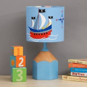 Sky blue pencil lamp childs bedroom scene