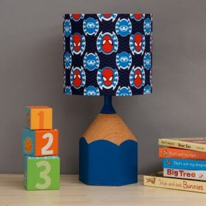 Blue pencil lamp childs bedroom scene