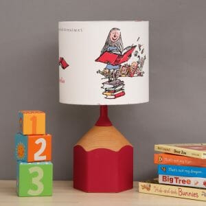 Pink pencil lamp childs bedroom scene