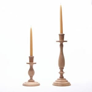 Pair of oak candlesticks