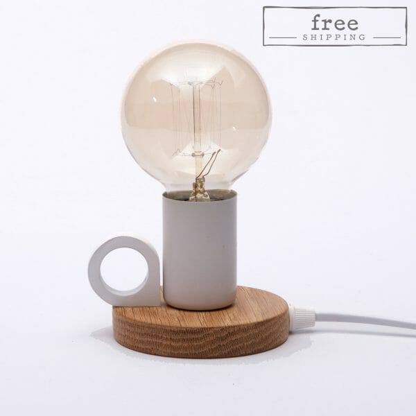 Small exposed bulb table lamp